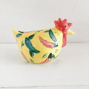 Vintage 90s Yellow Ceramic Rooster Decor